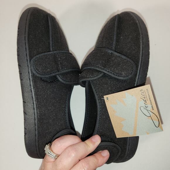 FOAMTREADS Physician L2 Comfort Slipper Womens 6M Black Wool Adjustable Diabetic - Picture 10 of 12